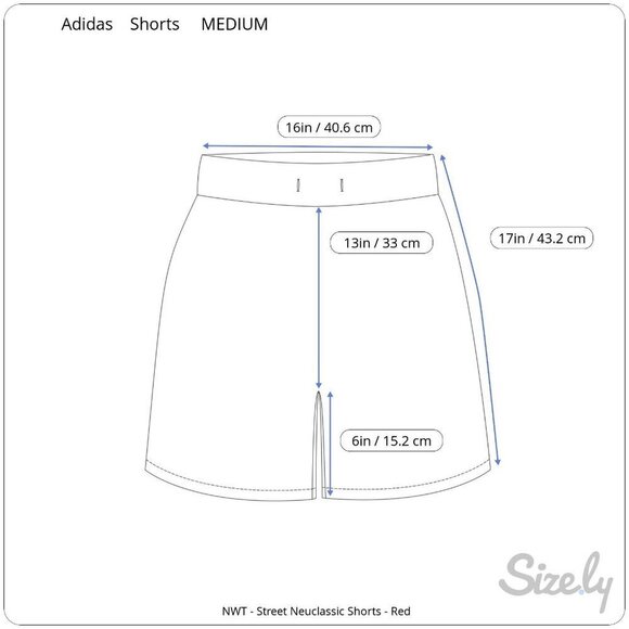 Adidas Neuclassic Red Striped Shorts Drawstring Waist Side Pockets NEW Medium - Picture 5 of 9